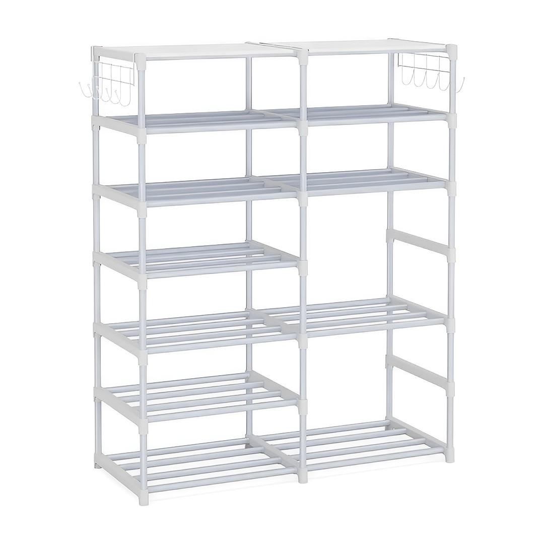 Space-Saving 12-Shelf Tier Shoe Storage Shelf White - Free Shipping