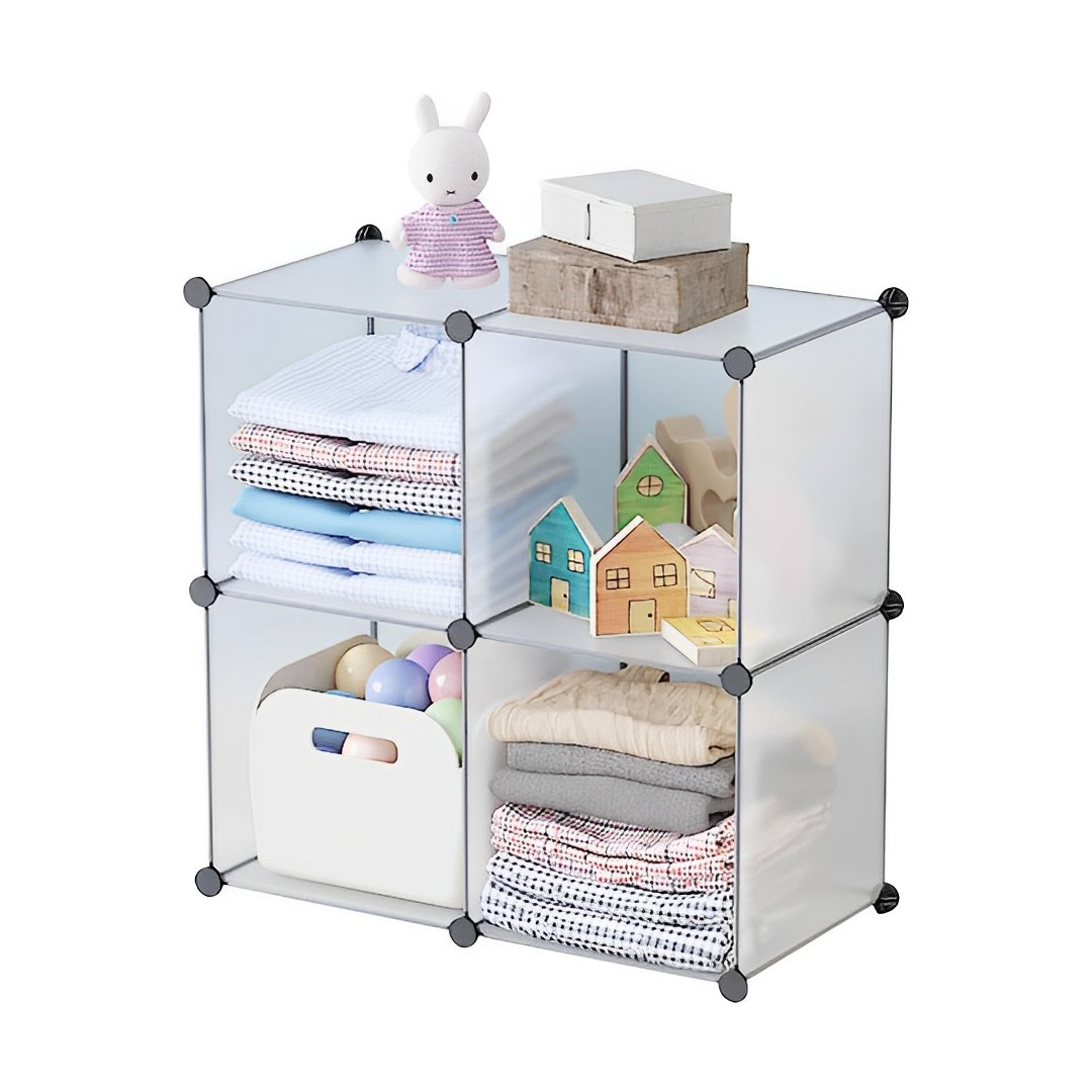 Cubby DIY Storage Shelves 4-Cube Transparent Shelf Box - Free Shipping