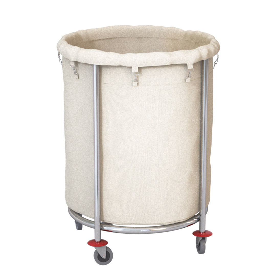 Stainless Steel Commercial Round Linen Laundry Trolley - Free Shipping