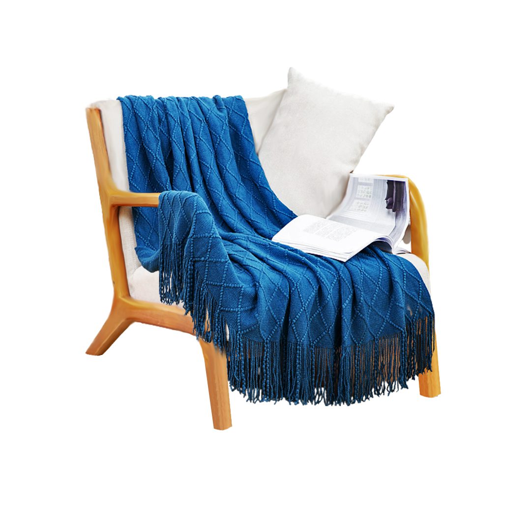 Blue Woven Throw Blanket