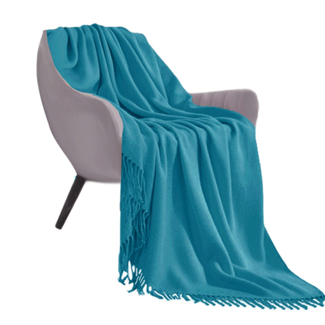 Blue Knitted Throw Blanket