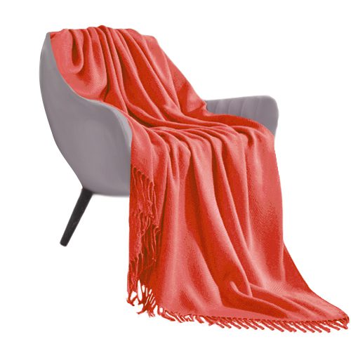 Orange Knitted Throw Blanket