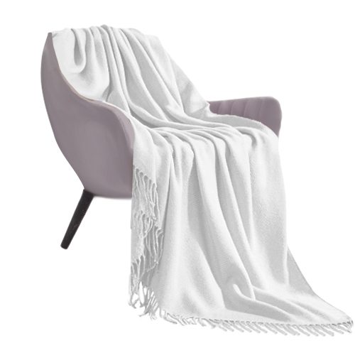 White Knitted Throw Blanket