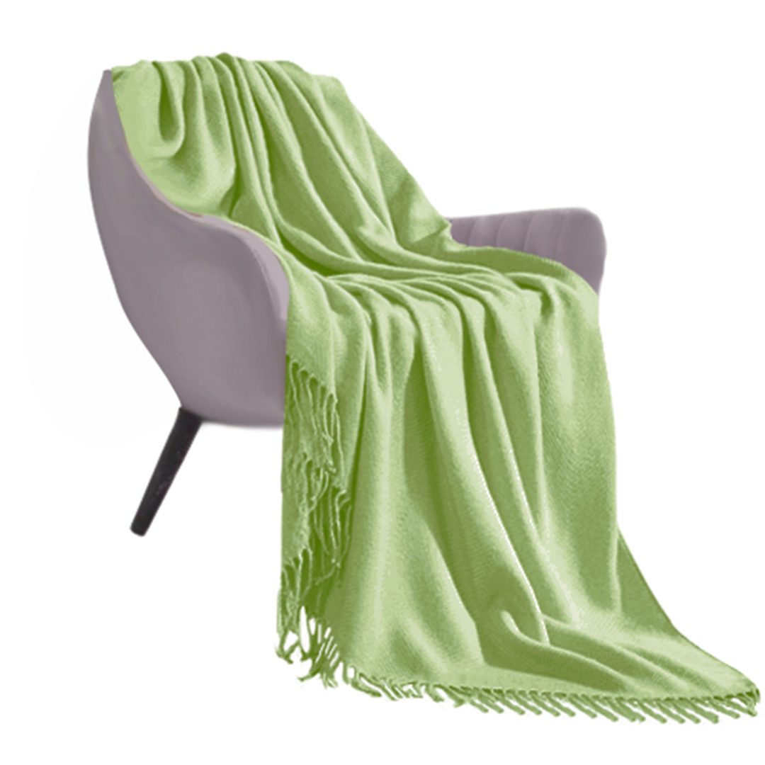 Green Knitted Throw Blanket