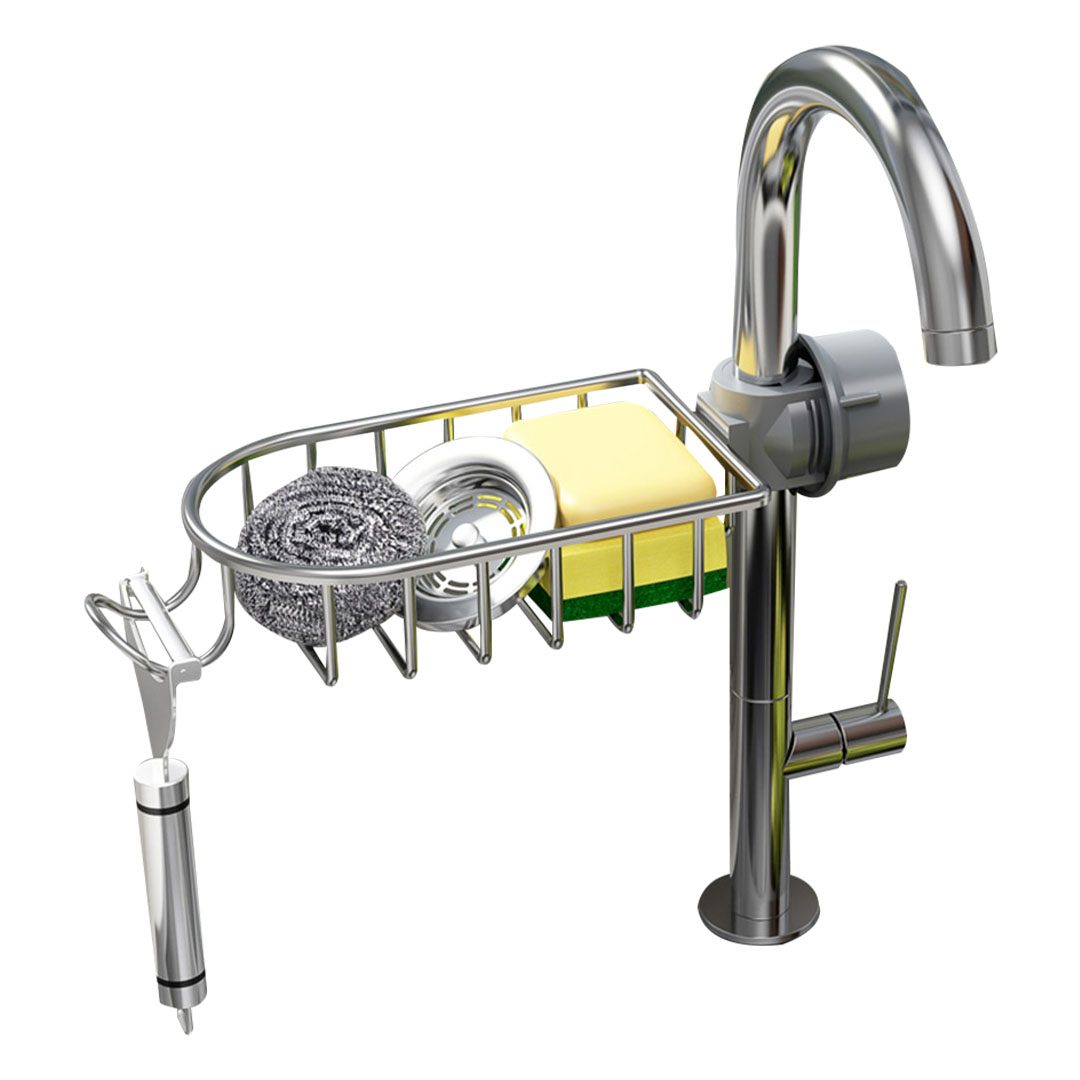 Silver Kitchen Sink organiser Soap Sponge Rack Storage Drainer - Free Shipping
