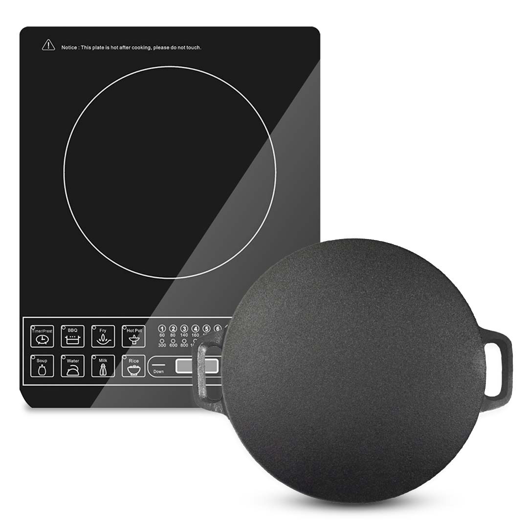 Electric Smart Induction Cooktop with 34cm Cast Iron Crepe Pan - Free Shipping