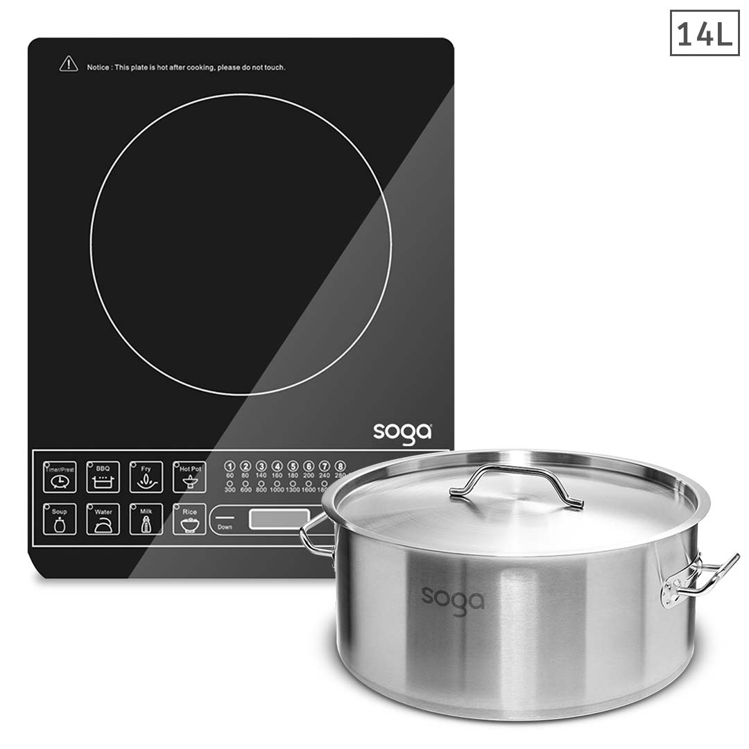 Smart Electric Induction Cooktop and 14L Stainless Steel Stockpot