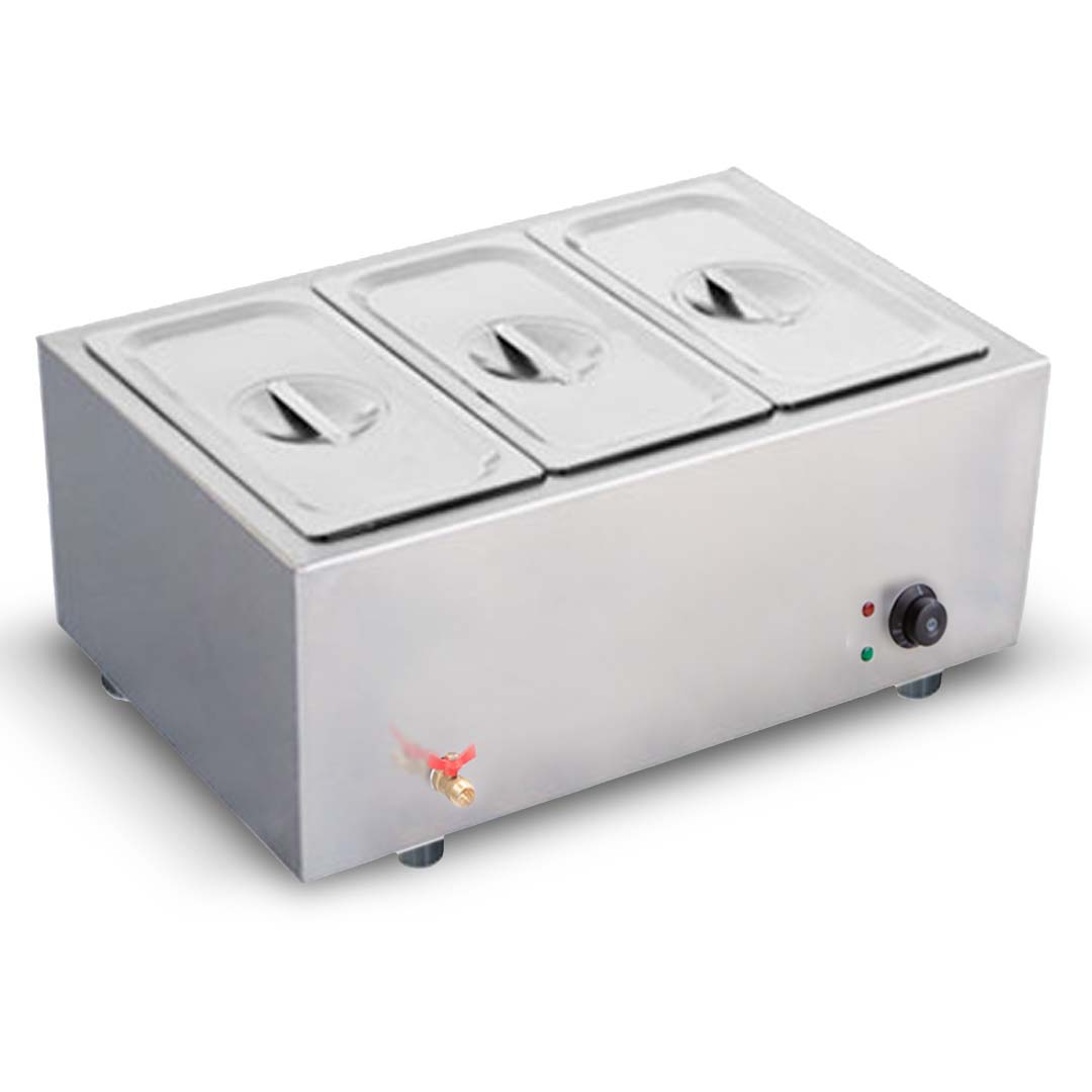 Stainless Steel Pan Electric Bain-Marie Food Warmer 3 X 1/2 GN W/ Lid - Free Shipping