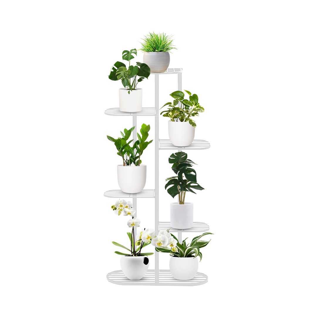 Flowerpot 6 Tier 7 Pots White Metal Plant Rack Display Garden Decor - Free Shipping