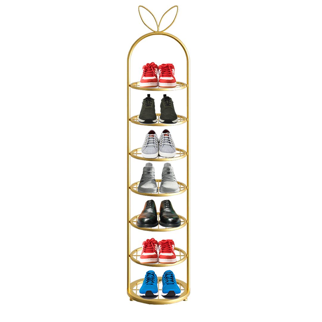 Space Saving Footwear Shelf 7 Tier Bunny Ears Gold Plated Metal Shoe Organiser - Free Shipping