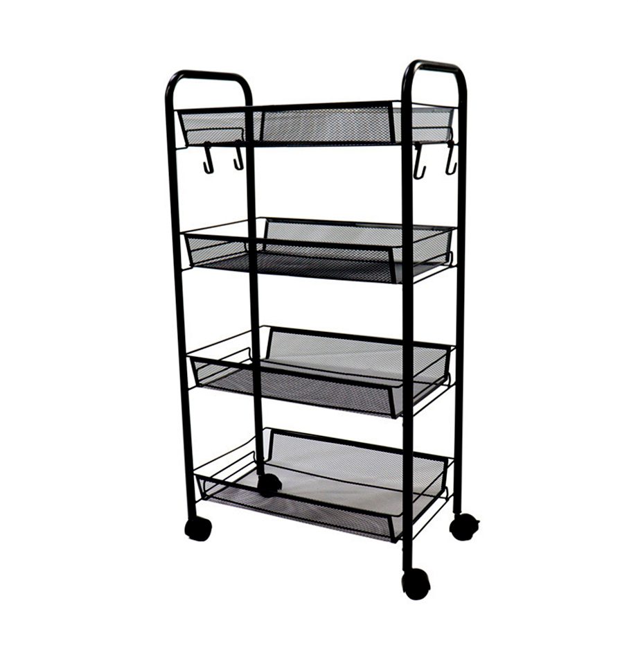 Bee Mesh Kitchen Shelves Stackable Storage 4 Tier Steel Black - Free Shipping