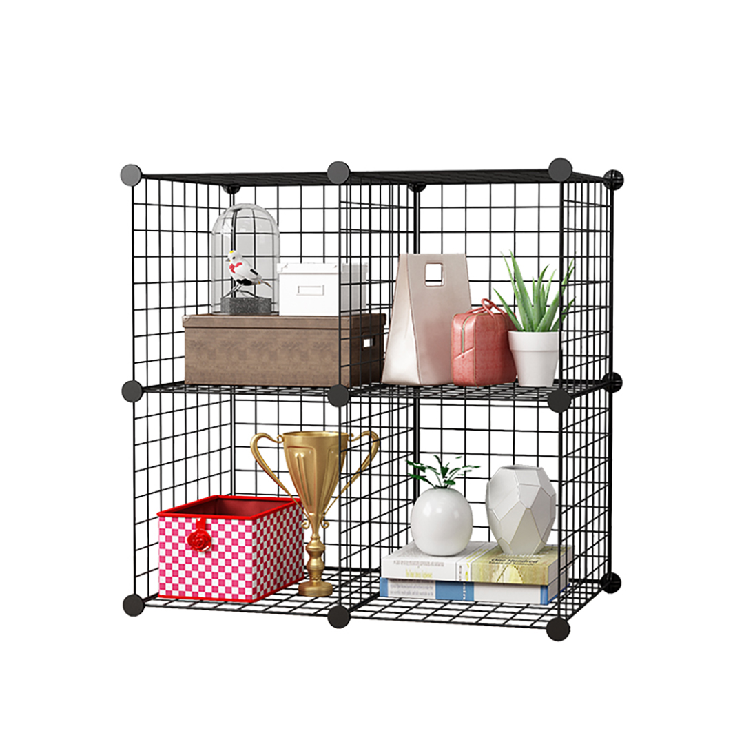 Portable 4-Cube Storage Organiser Black DIY Modular Grid - Free Shipping