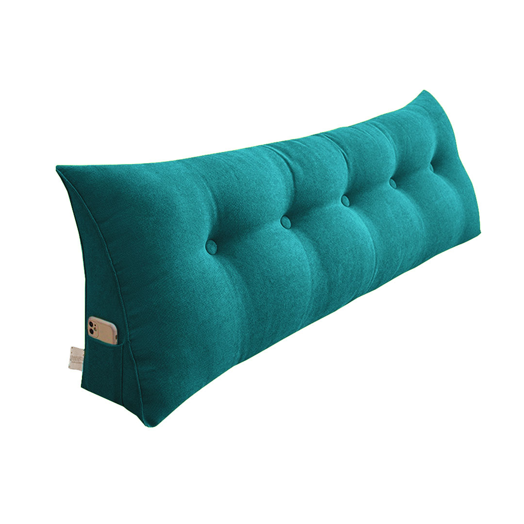 Blue Green Wedge Bed Pillow Backrest Bedside Cushion 180cm - Free Shipping