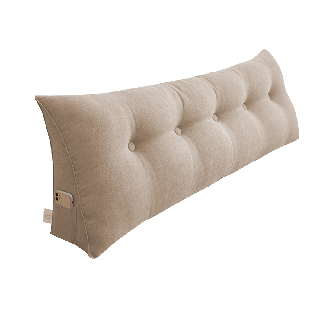 120cm Beige Wedge Bed Headboard Lumbar Pillow - Free Shipping