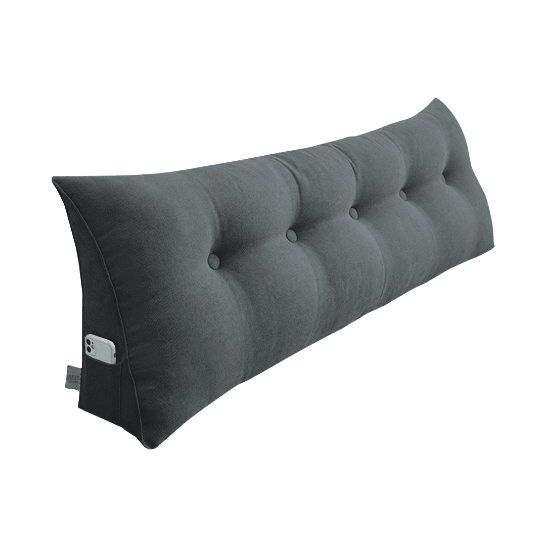Bed Pillow Headboard 150cm Dark Grey Wedge Cushion - Free Shipping