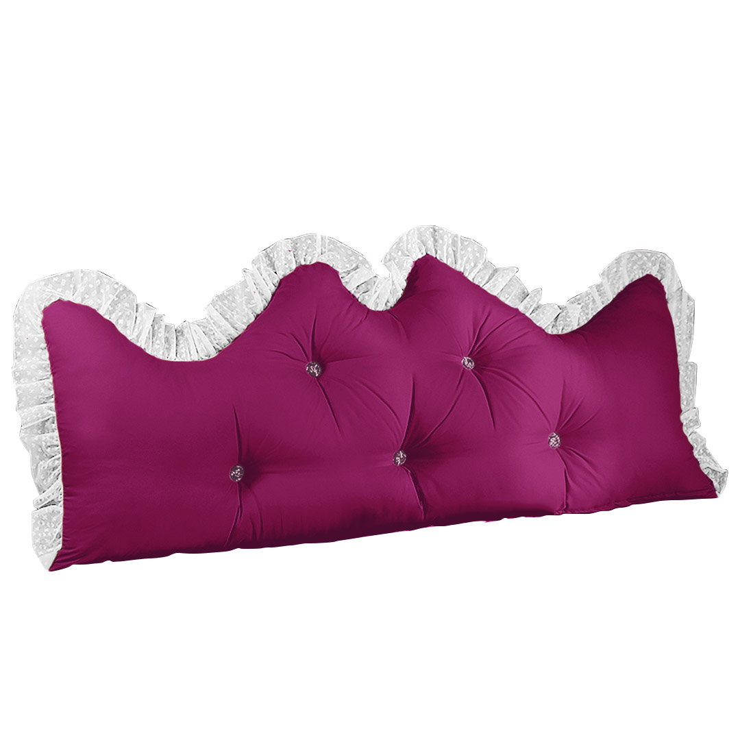 Back Bed Rest Cushion W/ Ruffle Lace 180cm Burgundy Bed Pillow - Free Shipping