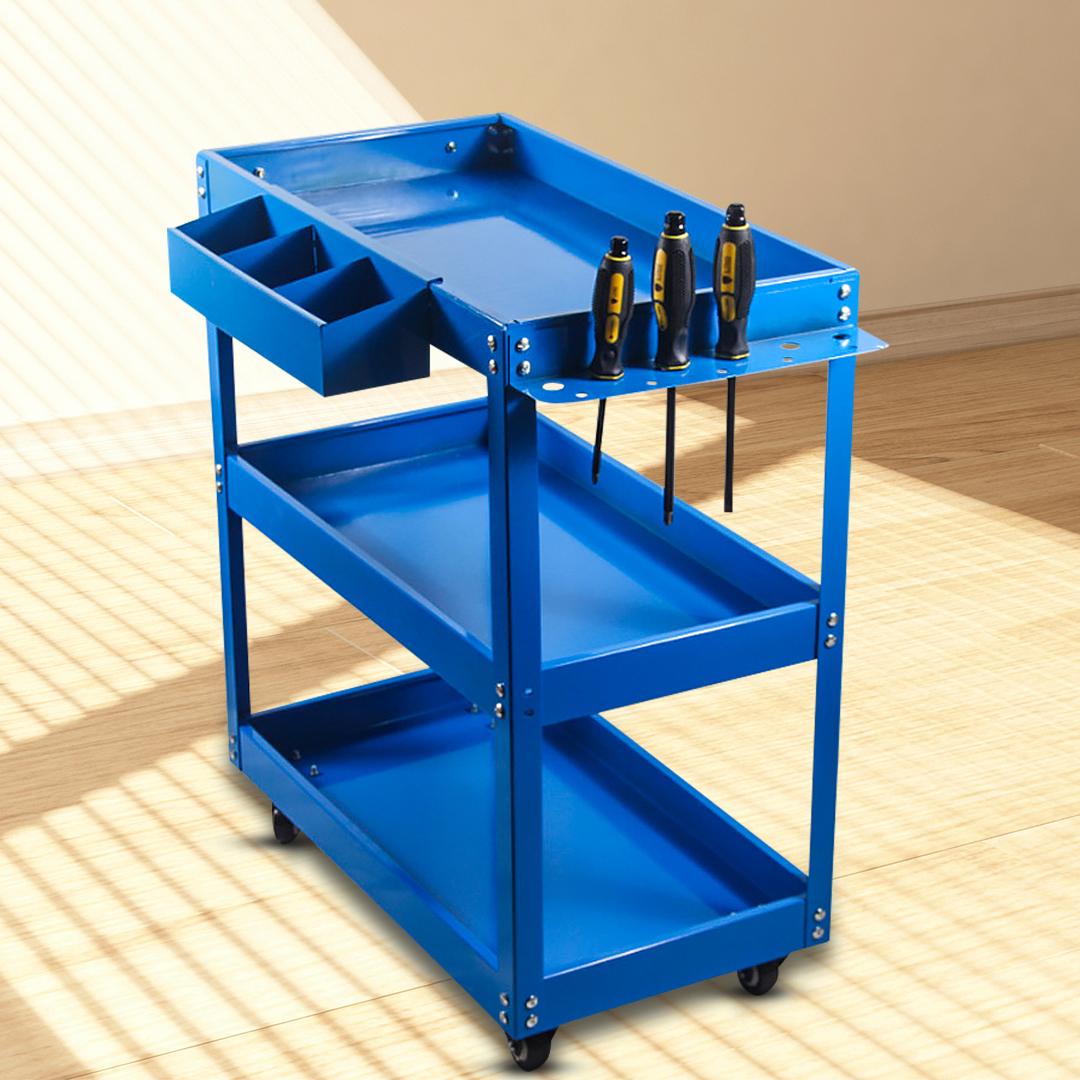 3 Tier Tool Storage Cart Portable Utility Heavy Duty Trolley Blue - Free Shipping - Image 3