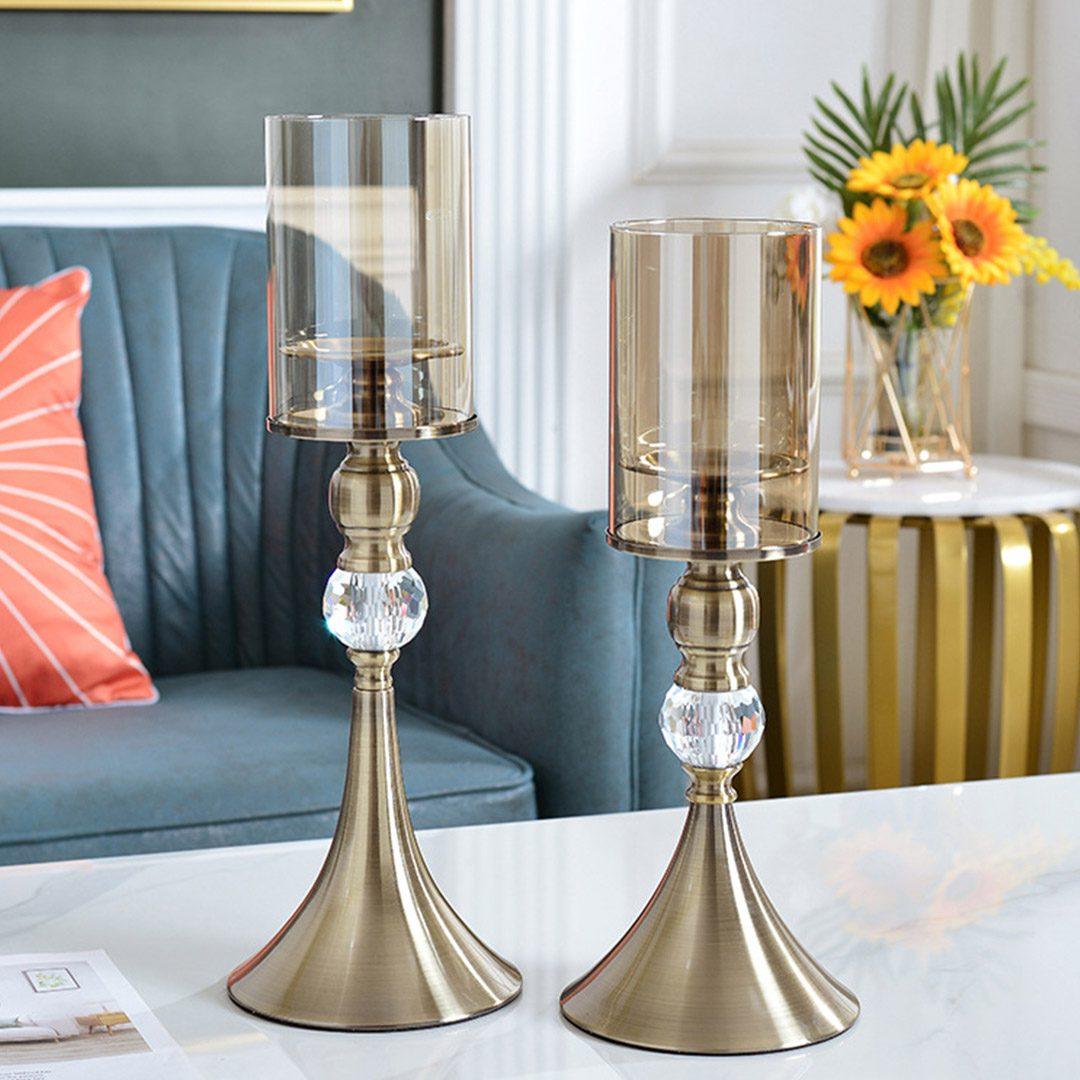 Glass Candle Holder Candle Stand Glass and Metal 43cm 38cm - Free Shipping - Image 3