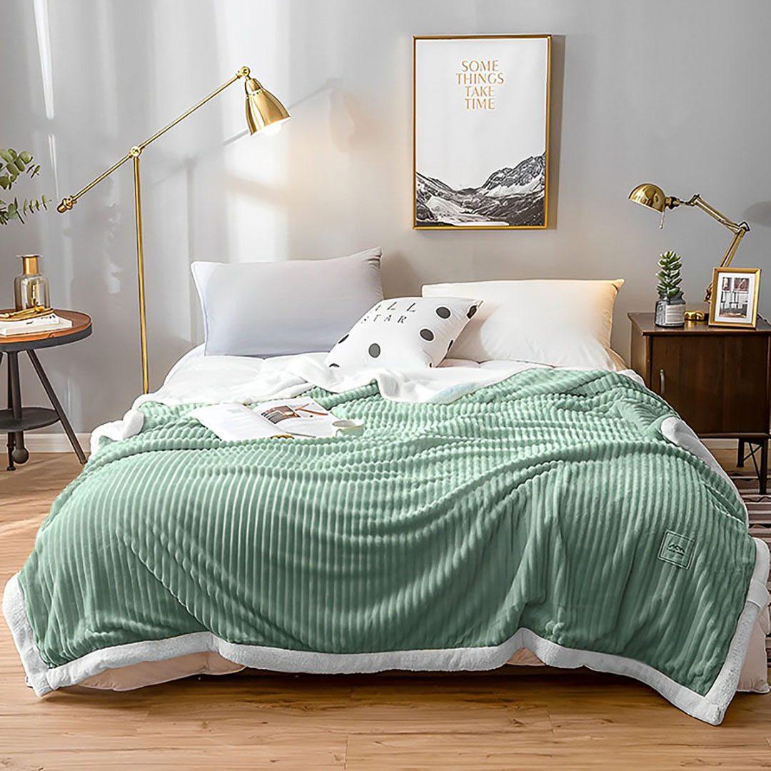 Warm Cosy Double Sided Thick Throw Blanket Flannel Coverlet Fleece Comforter Blue - Free Shipping - Image 3