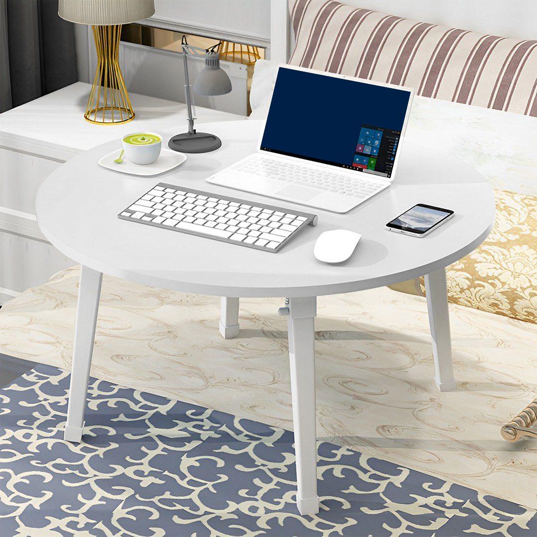 Folding Floor Table Small Round Space-Saving Mini Desk White - Free Shipping - Image 3