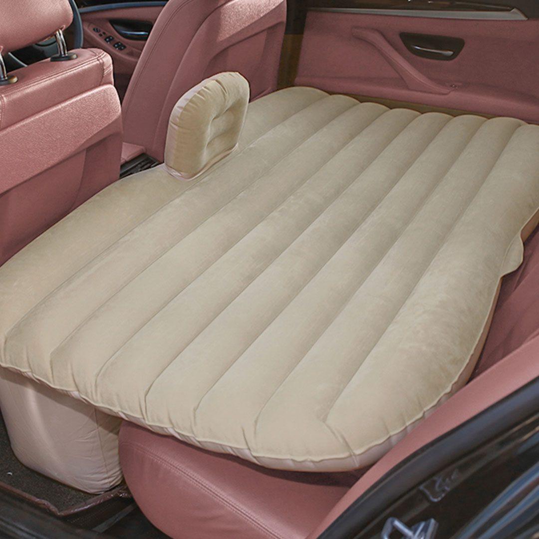 Beige Stripe Inflatable Car Mattress Portable Camping Rest Air Bed Travel Compact Sleeping Kit Essentials - Free Shipping - Image 4