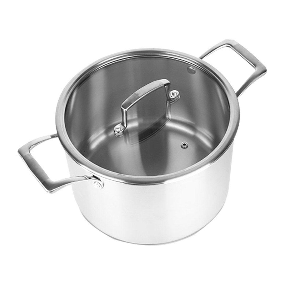 Stainless Steel Soup Pot Stock Cooking Stockpot Heavy Duty Thick Bottom with Glass Lid 20cm - Free Shipping - Image 4