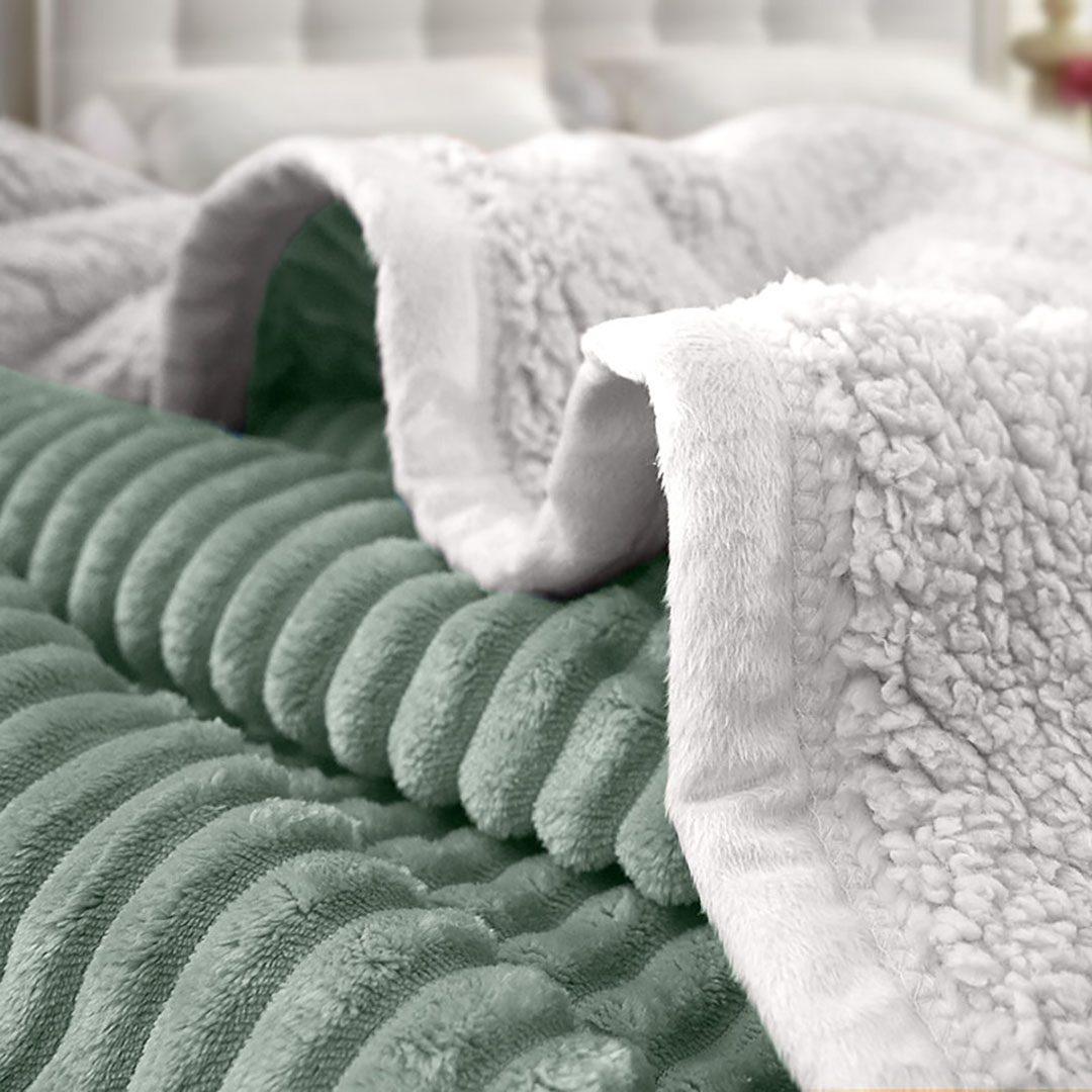 Warm Cosy Double Sided Thick Throw Blanket Flannel Coverlet Fleece Comforter Blue - Free Shipping - Image 4