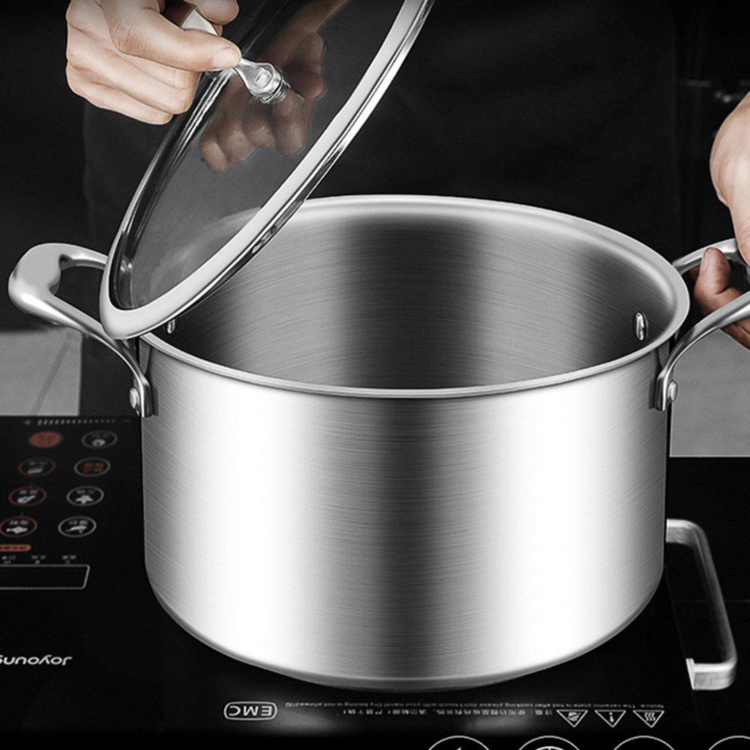 Stainless Steel Soup Pot Stock Cooking Stockpot Heavy Duty Thick Bottom with Glass Lid 20cm - Free Shipping - Image 7