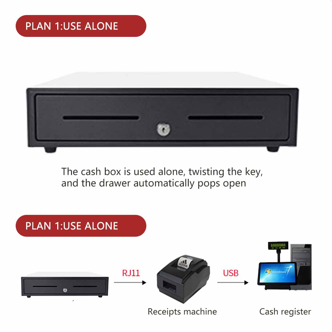 Black Heavy Duty Cash Drawer Electronic 4 Bills 8 Coins Cheque Slot Tray Pos 410 - Free Shipping - Image 8