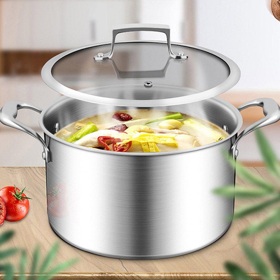 Stainless Steel Soup Pot Stock Cooking Stockpot Heavy Duty Thick Bottom with Glass Lid 20cm - Free Shipping - Image 8