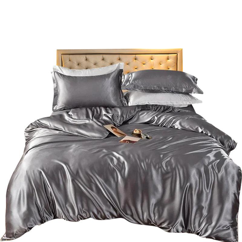 Twin Size Grey Duvet Cover 3-Piece Set, Vibrant Colour