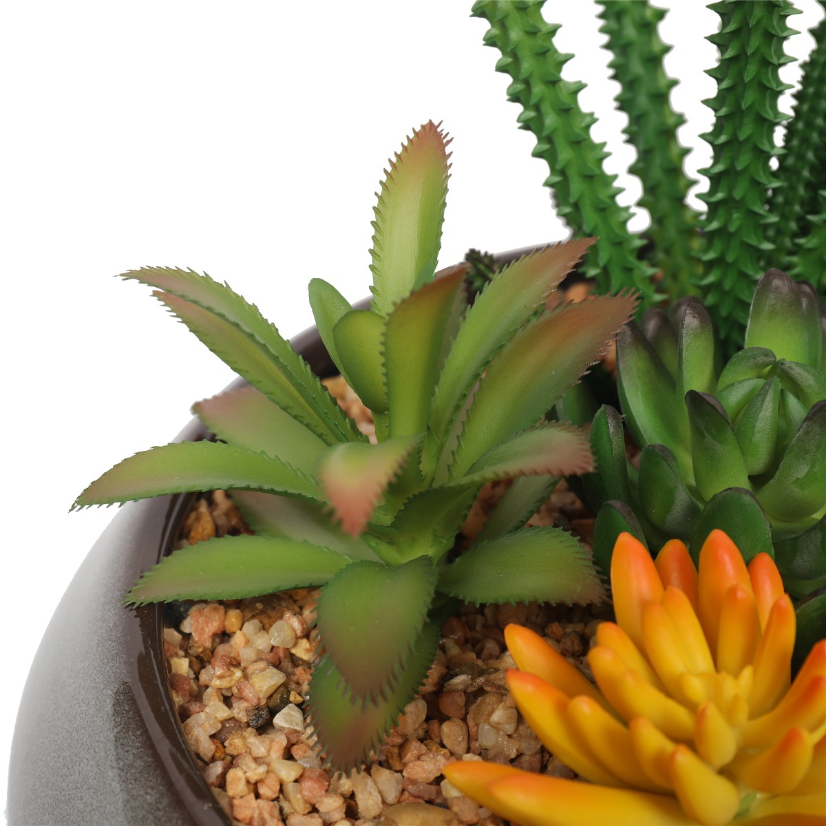 19cm Artificial Succulents in Round Decorative Bowl Planter - Image 3
