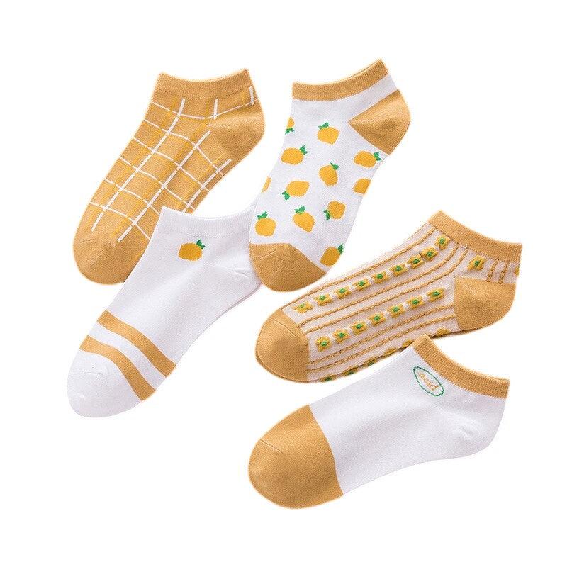 Lemon Liner Cotton Spandex Socks for All Seasons, Great Value Gift - Free Shipping