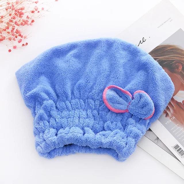 Blue Hair Bonnet, Quick Hair Drying Towel for Shower, Luxury Living - Image 2