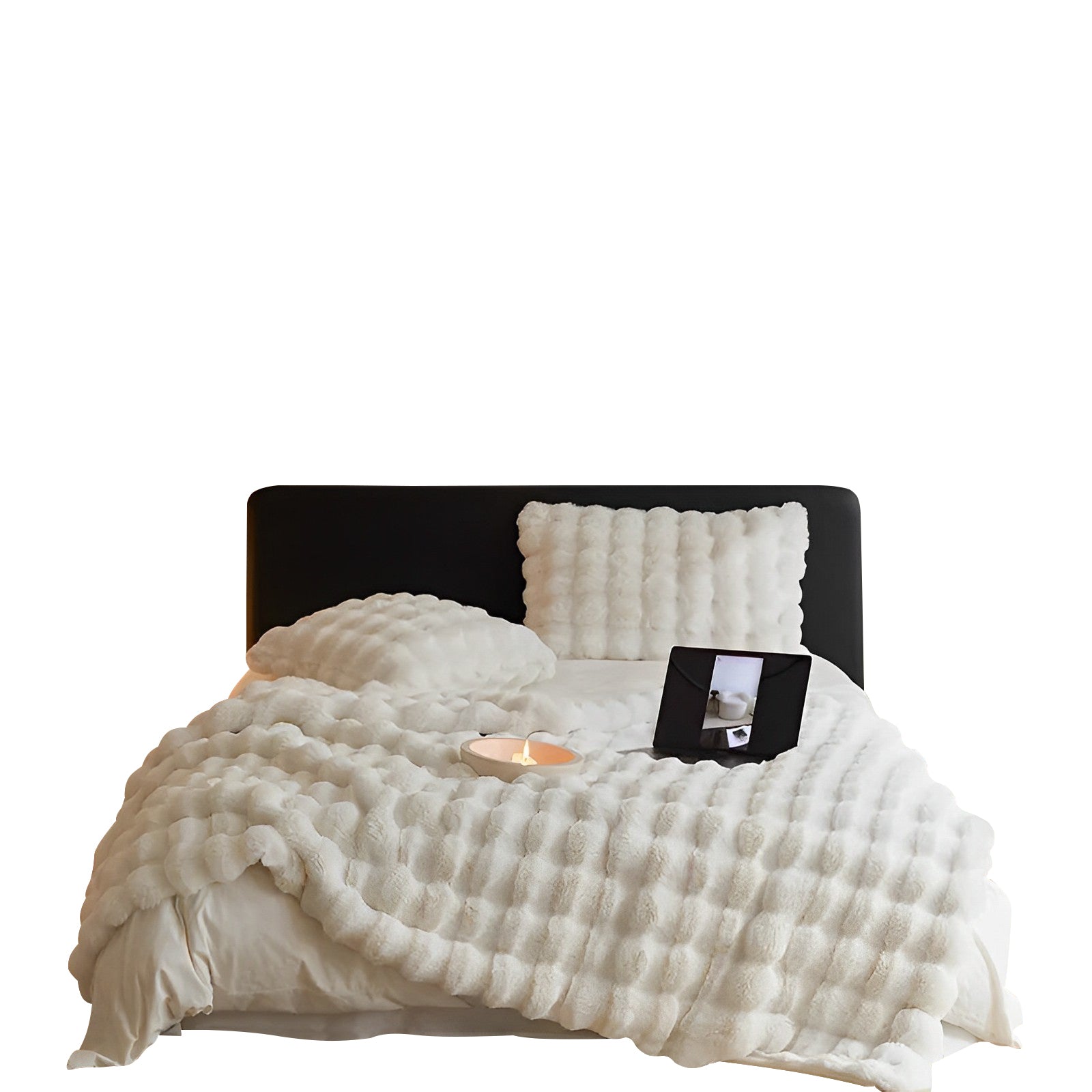 White Tuscan Thick Fur Winter Fluffy Throw Blanket Luxury Decor 100x160cm