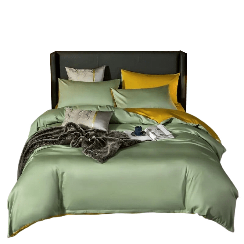 Green and Yellow Ultra Soft Egyptian Cotton Bedding Cover Queen Size Vibrant Bed Set