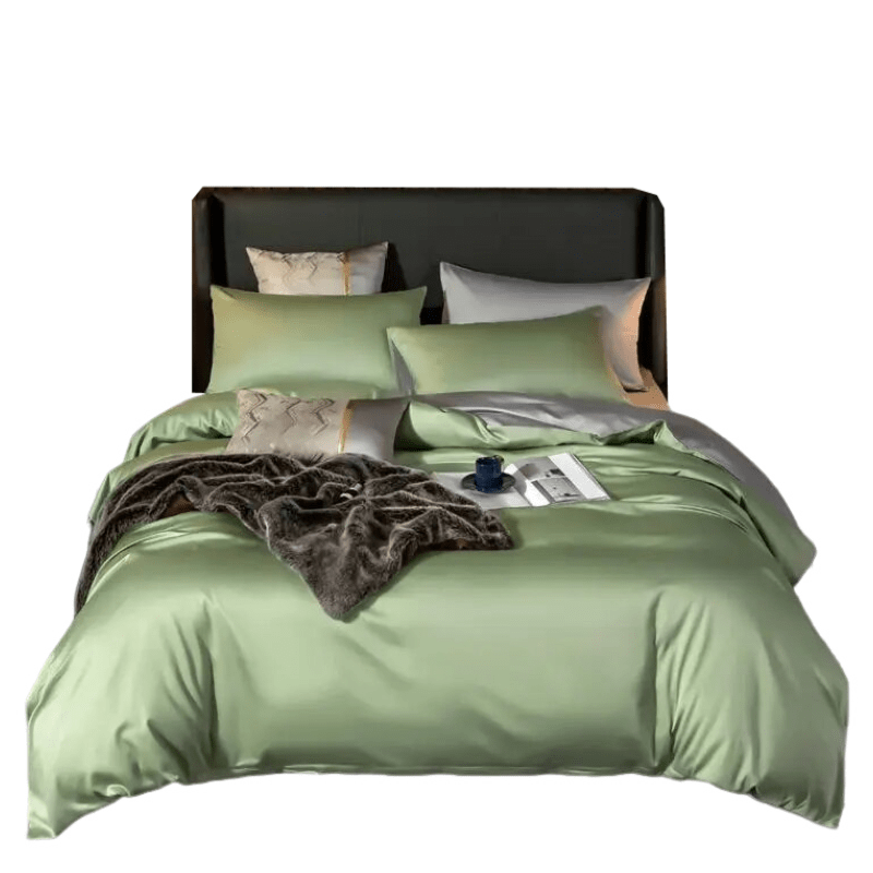 Green Light Grey Ultra Soft Luxury Egyptian Cotton King Size 4-Piece Bed Set