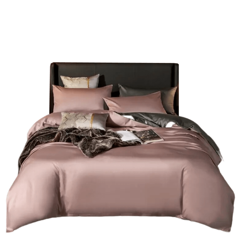 Pink Deep Grey Ultra Soft Luxury Egyptian Cotton UK King Size 4-Piece Bed Set