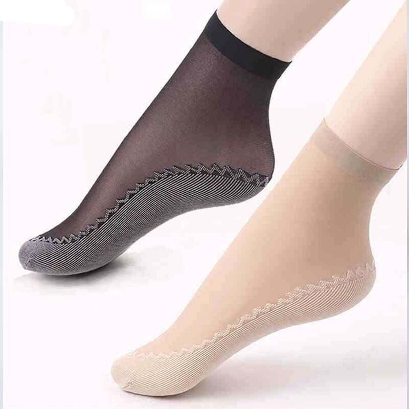 10 Pairs Women's Fashion Summer Socks, Free Size Velvet Silk Blend, Slip-Resistant Grey Colour - Image 4