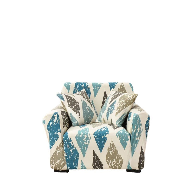 Khaki and Blue 1-Seater Sofa Cover Couch Protector Elastic Slipcover - Free Shipping