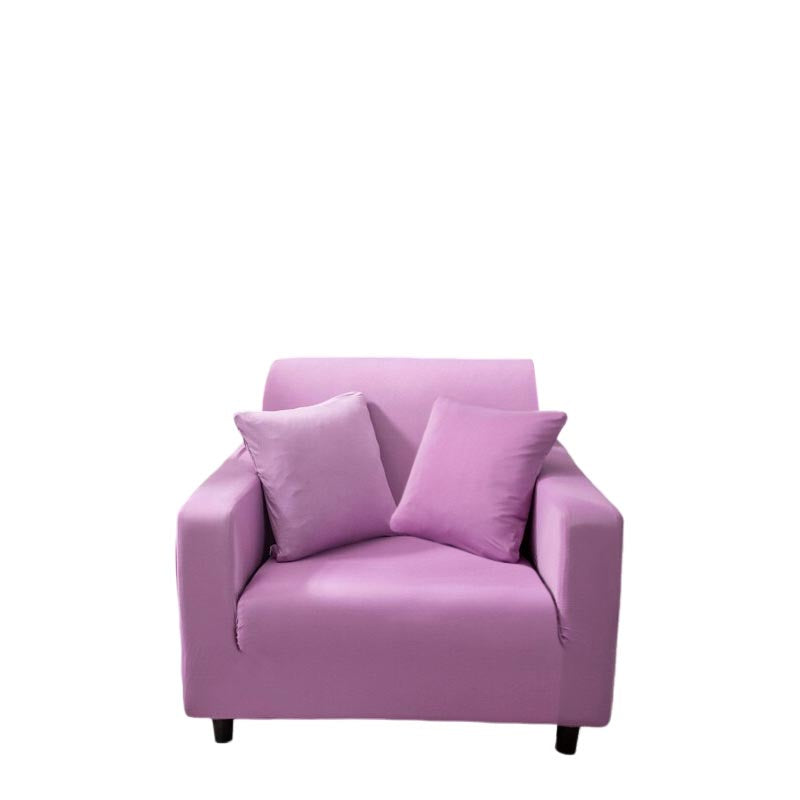 Single Seater Sofa Cover, Plain Light Purple Style, Chair Protection, Elastic Slipcover
