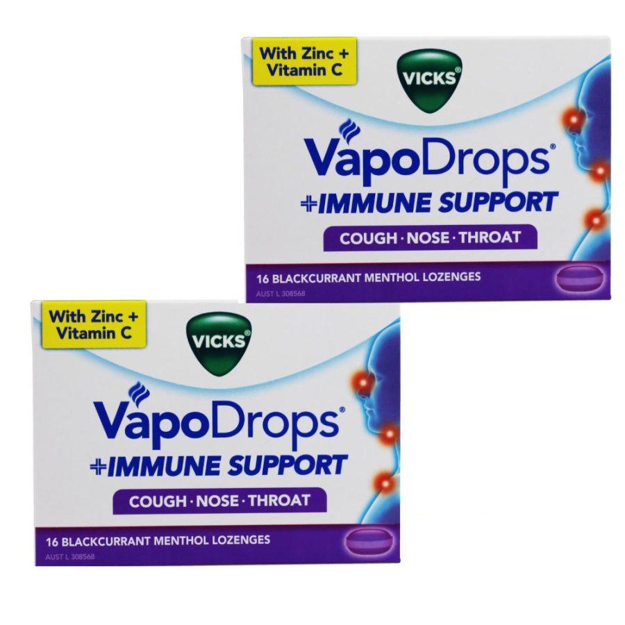 VICKS VapoDrops Immune Support Blackcurrant Lozenges PK16 x 2
