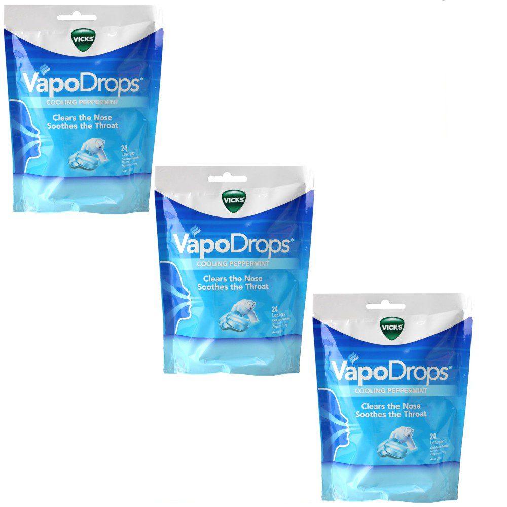 VICKS VapoDrops Nose and Throat Cooling Peppermint PK24 x 3