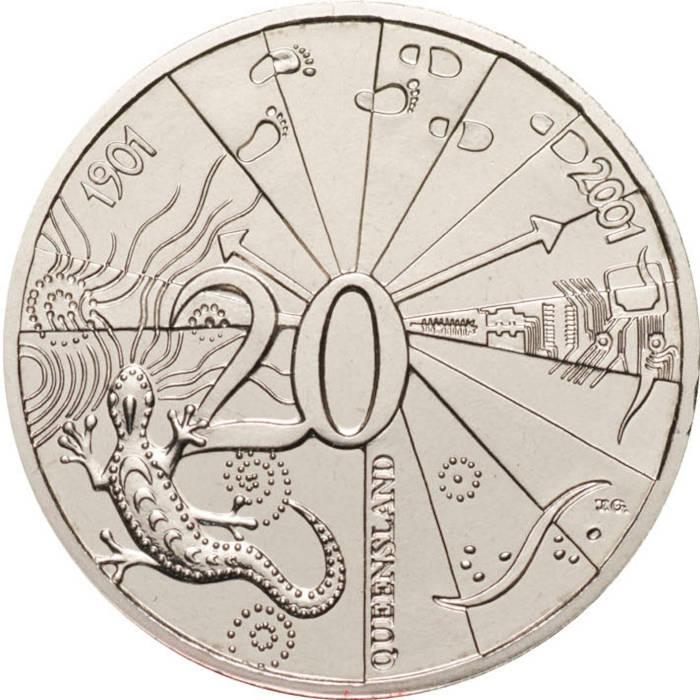 Centenary Of Federation 20c Coin Queensland 2001