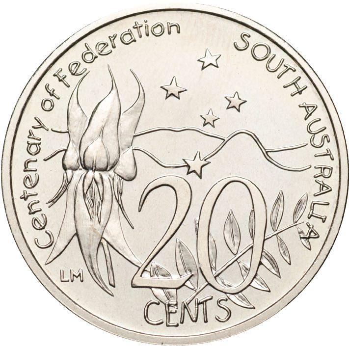 Centenary Of Federation 20c Coin South Australia 2001