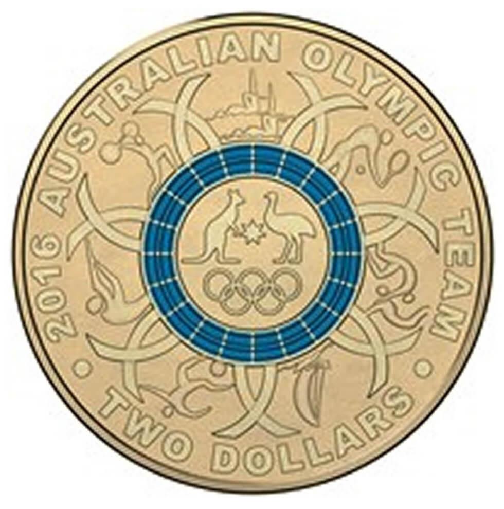 2016 RAM Olympic Ring Coloured Australian $2 Coin BLUE