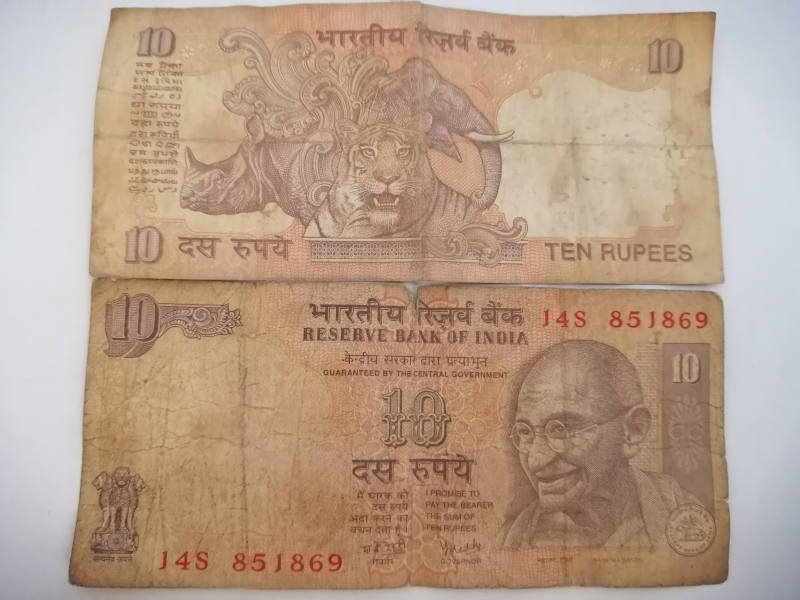 Indian 10 Rupee note