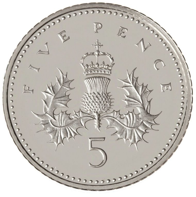 English 5 pence coin