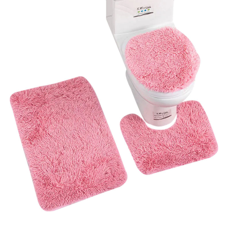 Bath Mat 3pc Pink Silk Tie-Dye Set for Bathroom Decor