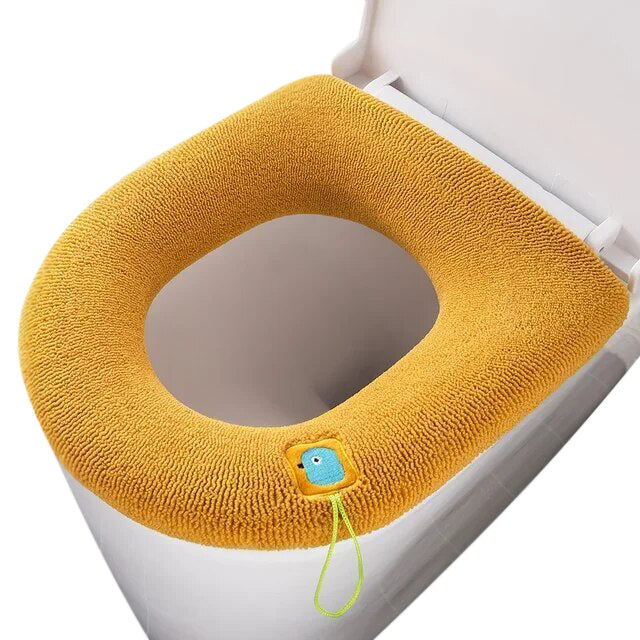 Yellow Washable Soft Bidet Toilet Seat Mat, Cushion Pad for O-shape Seat
